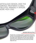 Close-up of Eye Safety Goggles For IPL And Laser Sessions With OD Five Plus Protection, showing green lenses and durable design.