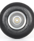 Front view of Two Pack 10 Inch Pneumatic Tire And Wheel Set For Hand Trucks And Garden Carts 4.10/3.50-4 With 2.25 Inch Offset Hub And 5/8 Inch Axle Bore Sealed Bearings Replacement Wheel Kit For Dolly Wagon And Utility Cart