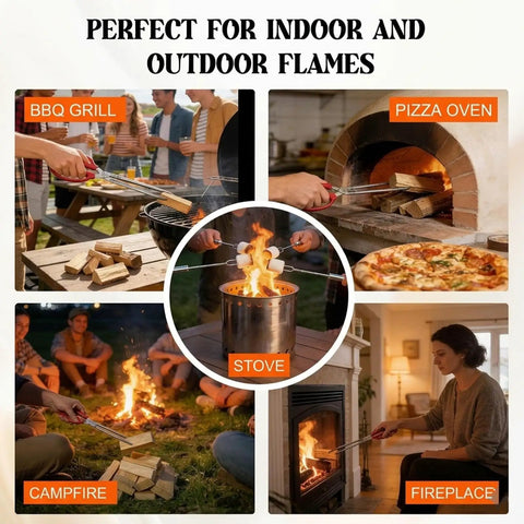 Mini Fire Stick Kit With Fire Starter And Tongs Kiln Dried Pine Firewood Four Inch Sticks used in BBQ, pizza oven, campfire, and fireplace.