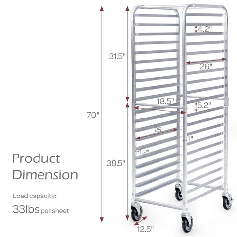 Heavy Duty 20 Tier Aluminum Bakery Rack That Rolls Real Smooth Lockable Caster Cooling Trolley Cart For Baking Donuts And Bread Total Kitchen Upgrade For Serious Pros