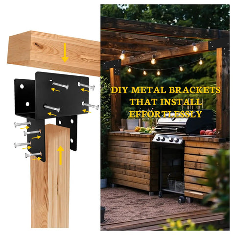 Tough As Nails T Shaped Post To Beam Connector Bracket 4x4 Black Wood Pergola Support For Outdoor Pavilion Gazebo Deck Porch Cabin With Screws And Easy Install Built To Last