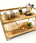 Bamboo Matcha Station Organizer With 3 Tier Shelf Large Capacity For Coffee And Tea Bar Accessories Easy Tool Free Assembly Eco Friendly
