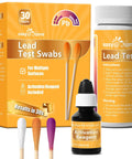 Lead Test Kit With Vinegar For Home Surfaces, 30 Rapid Swabs, includes reagent and instructions for testing surfaces.