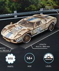 Endurance Racer 3D Wooden Puzzle Kit for Adults, DIY Mechanical Car Model With Realistic Transmission, Pistons, Suspension, and Radiator Fan, Wood Sports Car Brain Teaser and Epic Hobby Gift, 14.2 in model