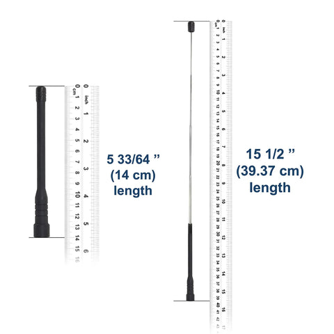 VHF High Gain Antenna For Vertex VX Series Radios 136 To 174 MHz Telescopic Extendable Black 14cm showing length