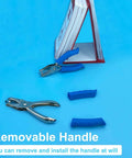 1/4 Inch Hole Puncher for Crafts with removable blue soft grip handles shown on a blue background.