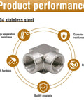 3/8 NPT Female 90 Degree Stainless Steel Elbow Fitting Forged High Pressure Connector 304 Stainless Heavy Duty, image shows product performance and qualities.
