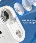 Pocket Sized Digital Microscope With 1000X Magnification And Built In LED Light For Close Up Viewing Of Tiny Subjects Like Fabric Weave Leaves And Electronics In A Compact Grab And Go Gadget, white plastic lens