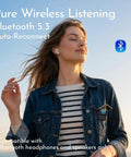 Woman enjoying music with 64GB Clip On MP3 Player With Bluetooth 5.3 Auto Reconnect For Running And Gym Workouts Portable Music Player