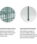 Close-up of Built Tough Green Epoxy Wire Mesh Security Cage Kit finish, showcasing durable epoxy and floor protection design.
