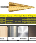 3 Piece Straight Grooved Step Drill Bit Set With Hex Shank HSS Titanium Coated Drill Bits for metal, wood, and plastic with sizes 4-32mm