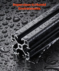 4 Pack 39.4 Inch 4040 T Slot Aluminum Extrusion Profile European Standard Anodized Linear Rail High Strength Aluminum Rails For 3D Printer CNC Machine DIY Laser Engraving Black, black anodized 4040 rail close-up with water droplets