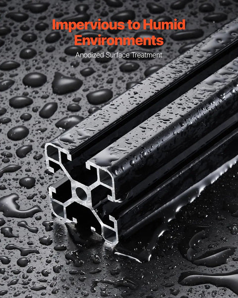4 Pack 39.4 Inch 4040 T Slot Aluminum Extrusion Profile European Standard Anodized Linear Rail High Strength Aluminum Rails For 3D Printer CNC Machine DIY Laser Engraving Black, black anodized 4040 rail close-up with water droplets