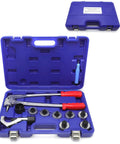 7 Lever Tube Expander Set For Plumbing And HVAC, 7 Die Head Swaging Kit For Copper Brass Aluminum Tubing, blue hard case