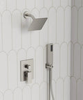 EVERSTEIN 6" Wall Mount Shower System with Handheld Spray, Brushed Nickel, featuring ultra-thin rainfall head and sleek design.