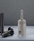 Hex Shank Slotted Wing Nut Socket Wrench For Hurricane Shutters And Panel Nuts A Sweet Upgrade, next to bolts on gray surface.