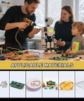 Family using drill on robot with 10 Pack 2mm Micro Drill Bits With One Eighth Inch Shank Carbide Tungsten Steel 135 Degree Point
