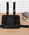 Heavy Duty Thigh Tool Pouch With Quick Release Buckles And Adjustable Waist Strap Holster For Electricians Technicians on a wooden surface.