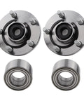 Front Wheel Hub Bearing Assembly For 2001 To 2005 Toyota RAV4 Direct Fit Replacement For Your Daily Ride 2.0L 4Cyl And 2.4L 4Cyl Models Includes 4350206020 And 4350233030 New In Factory Packaging Not Refurbished, showing two hub bearings and two bearing units on a white background.
