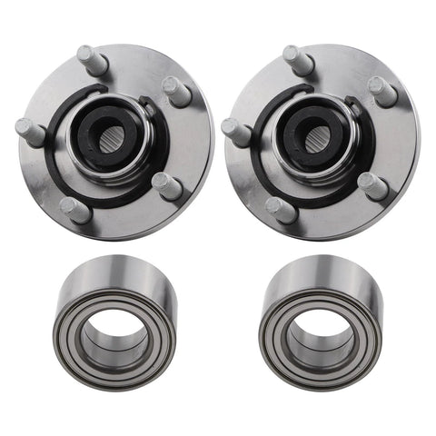 Front Wheel Hub Bearing Assembly For 2001 To 2005 Toyota RAV4 Direct Fit Replacement For Your Daily Ride 2.0L 4Cyl And 2.4L 4Cyl Models Includes 4350206020 And 4350233030 New In Factory Packaging Not Refurbished, showing two hub bearings and two bearing units on a white background.
