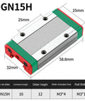 MGN15H guide rail slider with dimensions for High Precision Linear Rail For 3D Printers And CNC Machines MGN7 MGN9 MGN12 MGN15
