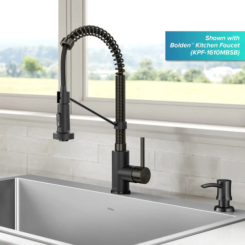 Modern kitchen sink with faucet and Spot Free Black Stainless Steel Kitchen Soap And Lotion Dispenser With Heavy Duty Brass Pump 17 Oz Bottle
