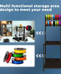 Beefed Up Heavy Duty 3D Printer Stand With Double Layer Filament Storage Rack shown with spools, on wheels for studio office use.