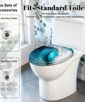 Generic Elongated Resin Toilet Seat for Bathroom with wave design installed on white toilet, adjustable hinges for easy fit.