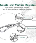 Pair Of Badass Stainless Steel Gate Chain Links With Double Ended Spring Carabiners For 24 Inch Outdoor Fence Metal Shed And Livestock Pen Security Lock showing durable stainless steel links and carabiners.