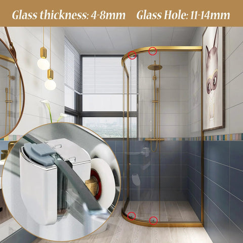Bathroom with curved glass shower and 4 Pack 25mm Shower Door Rollers For Curved Glass Doors 4 To 8mm Replacement Runners Wheels