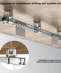 Beefy 8 Wheel Beam Trolley Assembly For Unistrut 1-5/8 Inch Wide Taller Channel Track installed on wooden structure