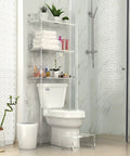 Clear Waterfall Acrylic Potty Stool For Easy No Fuss Squat Toilet Posture, transparent stool beside toilet in modern bathroom