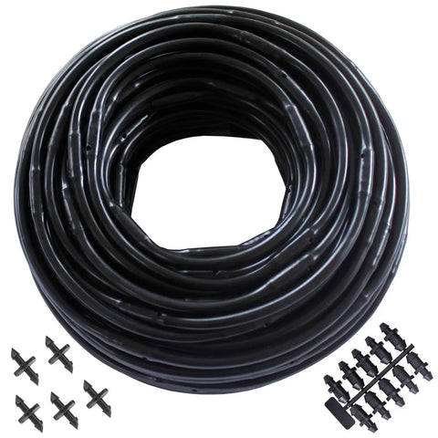 Drip Irrigation Tubing With Built In Emitters One Quarter Inch 100 Ft Roll Six Inch Emitter Spacing Fittings Included