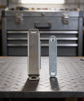 Side view of magnetic door catch for cabinets and drawers, ultra thin stainless steel closet latch, 95mm, strong magnetic hold
