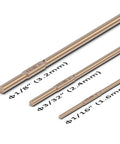 ER70S-6 Tig Welding Rod For Mild Steel 1/8x16 5 Lb Copper Coated Carbon Steel Rods in 1/8, 3/32, and 1/16 inch sizes