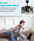 18 Inch Caged Ceiling Fan With Light And Remote Dope Industrial Farmhouse Style Modern Flush Mount For Living Room Bedroom Kitchen Black E26 Enclosed Design
