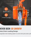 Manual Lever Chain Hoist 0.75 Ton 1650 Lbs 10 Ft Come Along Weston Double Pawl Brake close-up of chain mechanism