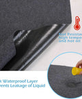 Heavy Duty Garage Floor Mat 36x60 Inches Absorbs Oil And Liquids With Waterproof Backing Protects Garage Floors From Spills Drips Splashes And Stains Under The Car, showing waterproof backing and oil absorption demo.