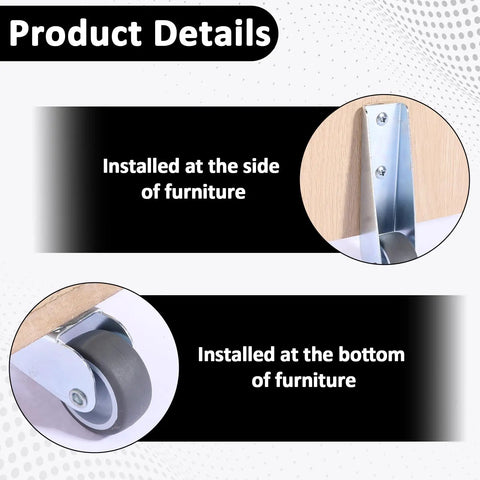 Set Of 4 Heavy Duty Gate Caster Wheels Replacement Smooth Rolling Recessed Trackers Upgrade Your Outdoor Gate With Rock Solid Rust Resistant Steel And Zero Hassle Screw Install, showing installation positions on furniture.