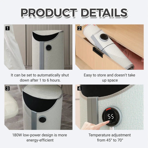 Image showing Portable Under Desk Foot Warmer With Five Temperature Levels Quiet Electric Foot Warmer Thermostat And Timer Lightweight