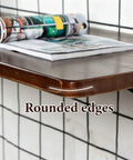 Rounded edge of Folding Wall Desk With Solid Wood Board And Two Iron Brackets, 2.8cm Thick, Your Go-To Space Saver For Home Office Or Cafe