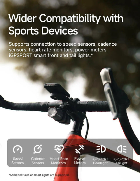 Handlebars with BSC100MAX GPS Bike Computer With 3 Inch Display mounted, compatible with sports devices.