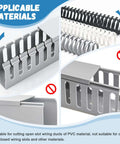 PVC Wire Duct Cutter Tool For Open Slot Duct And Cover Cutting, 45 Degree And 90 Degree Angles shown with suitable materials