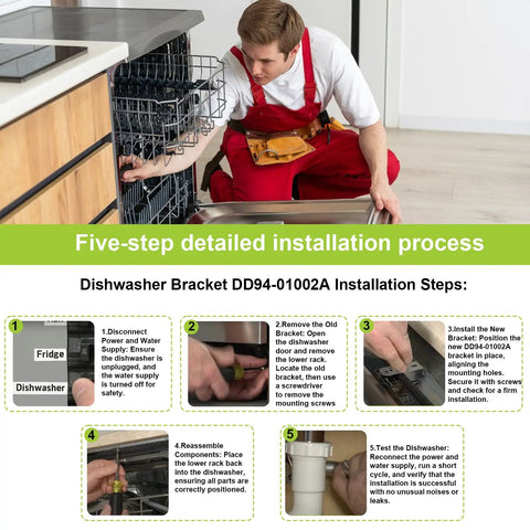 Knockout Samsung Dishwasher Mounting Bracket Kit Replaces Dd94 01002a installation guide with step by step instructions and visuals.