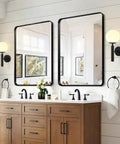Set of 2 Dope Black Globe Wall Sconces With Milk Glass Shades Modern Farmhouse Mid Century Wall Lights for Bathroom over mirror