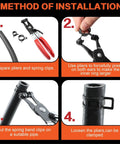 Installation method of 352-Piece Spring Band Hose Clamp Kit For Automotive And DIYers shown step-by-step with tools and clamps.