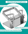 Pro Grade Leather Skiver And Cutter Kit with Skiving Machine showing adjustment screws and mounting holes