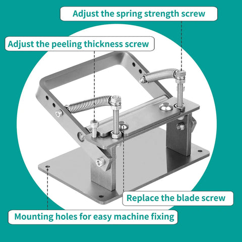 Pro Grade Leather Skiver And Cutter Kit with Skiving Machine showing adjustment screws and mounting holes