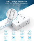 10 Ft Heavy Duty Braided Extension Cord With Surge Protector Power Strip, 8 Outlets And 4 USB Ports, Overload Protection