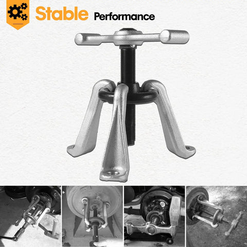 Universal Wheel Hub Puller Removal Tool for Cars Tough As Nails heavy duty steel build with three-arm design in toolshop use.